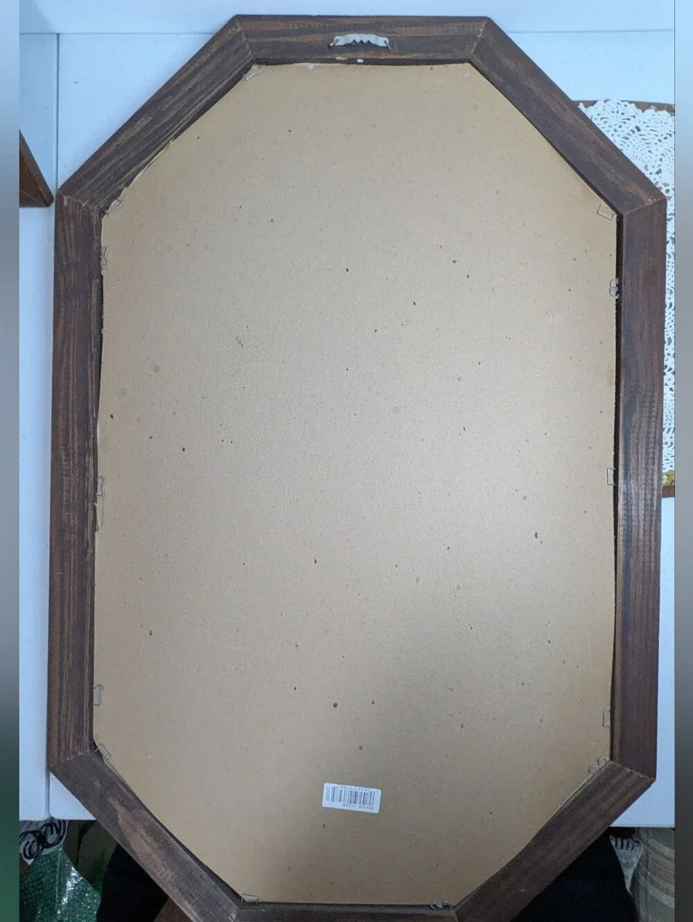 Vintage Octagonal Wall Mirror in Dark Brown with Etched Floral Design